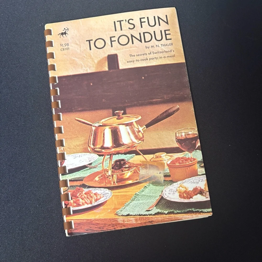 Oster Six Vintage Stainless Steel Fondue Forks & Two Fondue Cookbooks